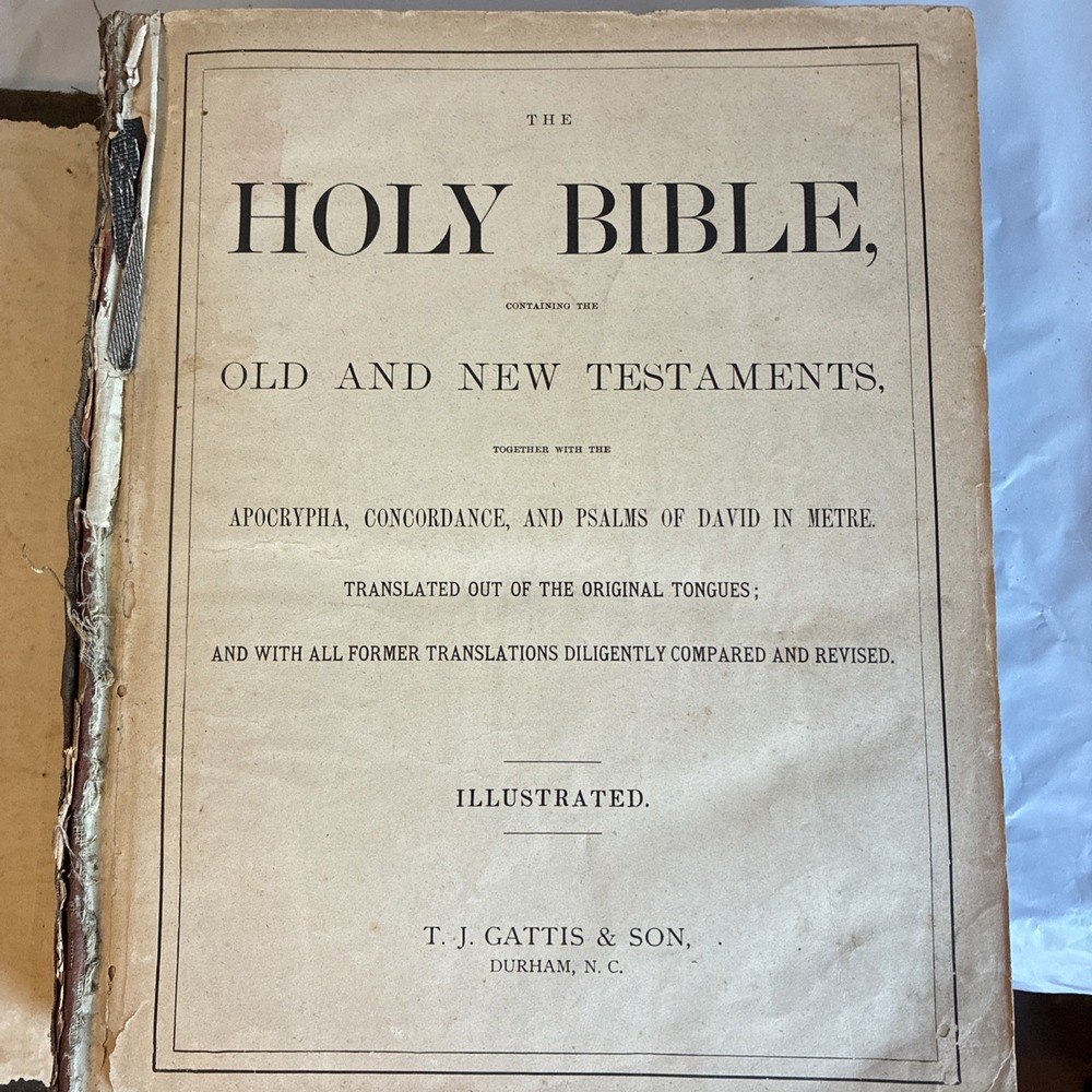 Antique 1892 Holy Bible By T.J. Gattis And Son, Durham, North Carolina - Picture 9 of 16